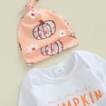 thumbnail image 3 of My First Halloween Outfits Newborn Baby Girl Pumpkin Romper Bodysuit+Long Pants Headband Hat Set Cute Fall Winter Clothes, 3 of 8