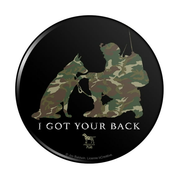 I Got Your Back Soldier and German Shepherd Dog Camo Pinback Button Pin