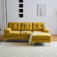 thumbnail image 2 of Sectional Couches for Living Room, Convertible Sectional Sofa L Shaped Couch with Tufting Backrest & Armrest, Comfy Sofa Couch with Metal Legs, 3-Seat Small Sofa Couch for Bedroom, Small Space, Yellow, 2 of 7