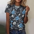 thumbnail image 2 of Women's 2026 Summer Floral Blouses Ruffle Short Sleeve V Neck Tops Casual Loose T Shirts, 2 of 5
