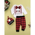 thumbnail image 3 of Qiylii Baby Boy’s Christmas Outfits Long Sleeve Gentleman Romper+Plaid Trousers+Hat, 3 of 8