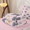 thumbnail image 5 of Manfei Cartoon Princess Castle Zipper Twin Comforter Sets with Fitted Sheet and 2 Pillowcases,Pink Kawaii Bowtie Zipper Bedding Set,Pink Reversible,4pcs, 5 of 7
