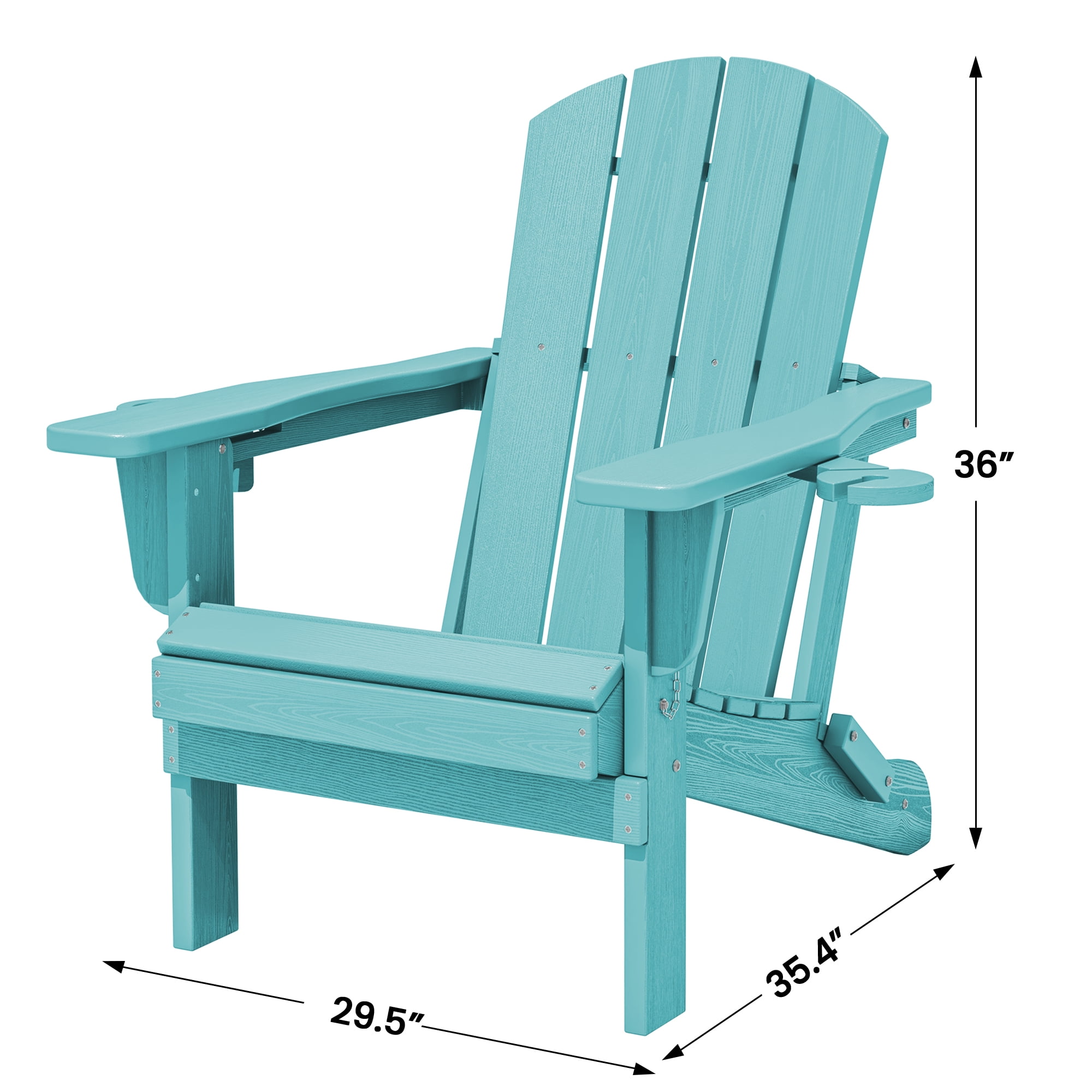 SERWALL Folding Adirondack Chair Set with Dual Cup Holders & Phone Holder, All-Weather HDPE Fire Pit Chairs for Outdoor, Patio, Poolside, Garden - Aruba