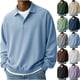 thumbnail image 1 of RKSTN Long Sleeve Polos Shirts for Men Oversized Quarter Button Turndown Collar Waffle Knit T Shirt Pullover Top Mens Casual Solid Mock Neck Loose Comfy Big and Tall Golf Shirts Fall Spring Clothes, 1 of 6