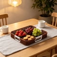 thumbnail image 3 of Woven Serving Tray Handwoven Storage Basket for Coffee Table Fruit Decorative Woven-Look Ottoman Tray 10.24 Inch Plastic Storage, 3 of 6