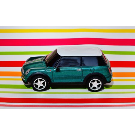 Laminated Poster Vehicle Model Auto Green Mini Mini Cooper Poster
