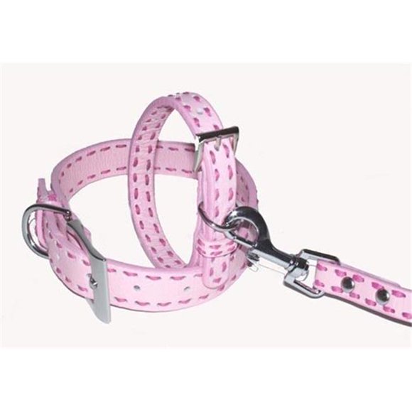 A Pets World 03011307-20 Collier en Cuir pour Chien - Lt Rose-Chaud Point de Selle Rose