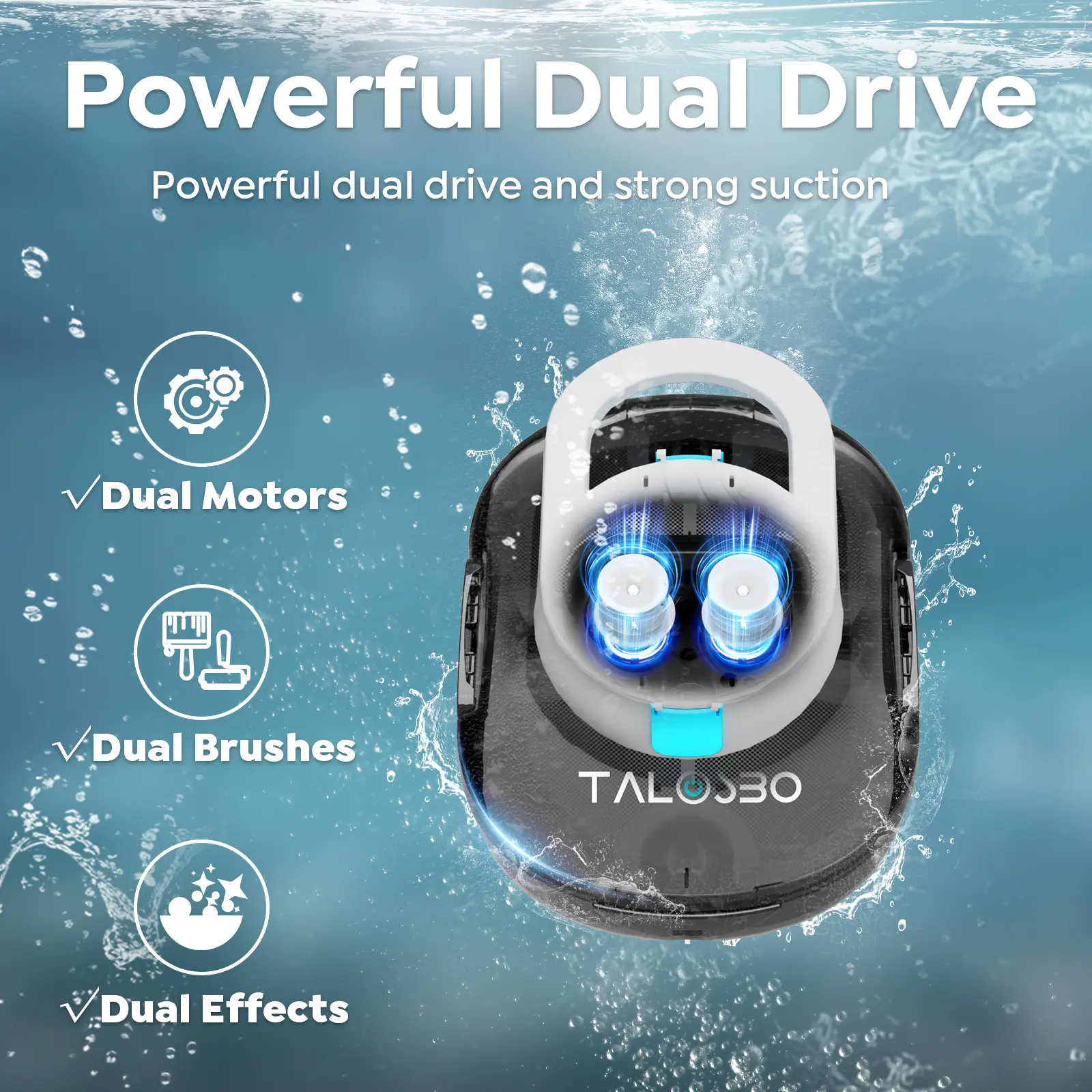 Talosbo S1 Pro Cordless Robotic Pool Cleaner for Above-Ground & In-Ground Pools Automatic Pool Vacuum 120 Min Runtime Up to 1076 sq. ft