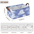 thumbnail image 3 of Illustration Of Snowmen on Lavender Background Storage Basket Soccer Plaid Fabric Hoard Box Oversized Collapsible Closet Organizer with Metal Iron Frame 16.9×11.4×7.7in, 3 of 8