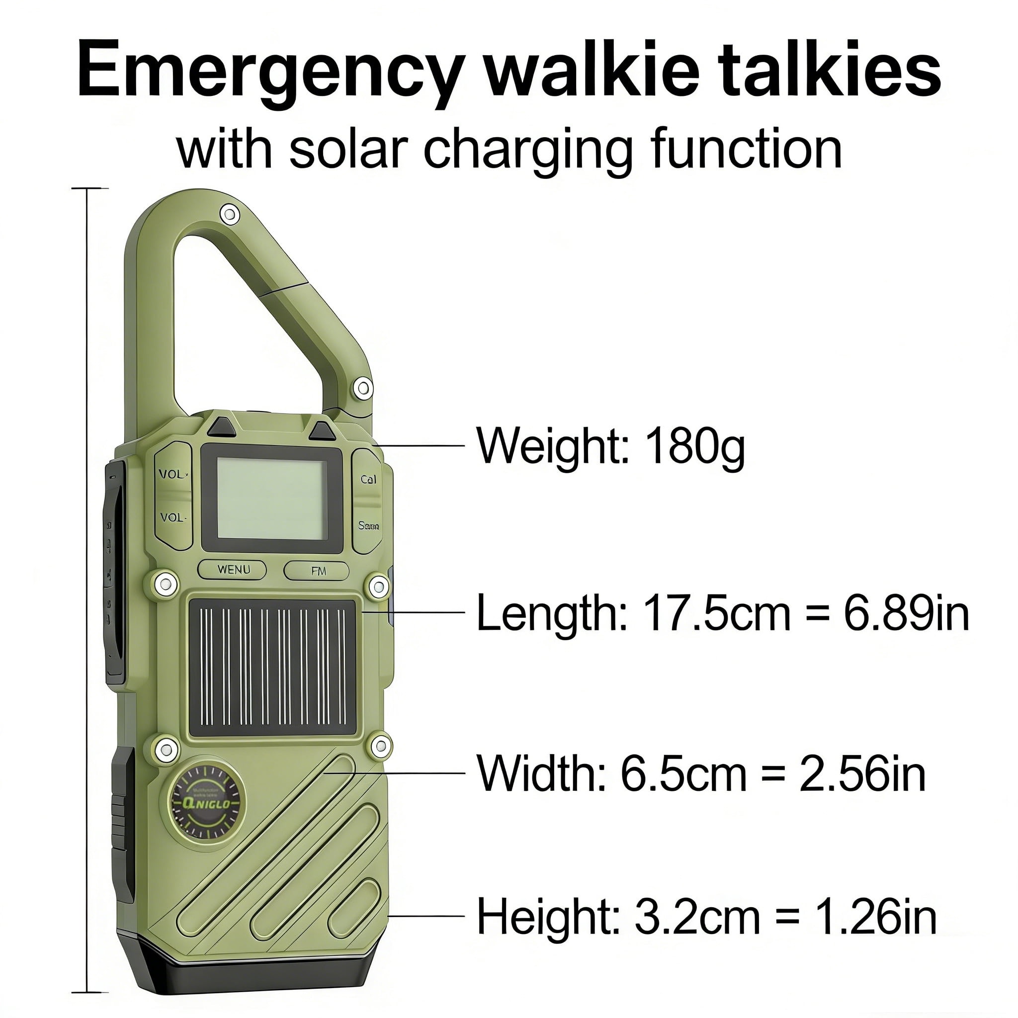 Solar Hand Crank Emergency Walkie Talkies, 3 Miles Long Range, NOAA Weather Alert Radio, Rechargeable 2 Way Radio, SOS Alarm LED Flashlight for Power Outage Home Emergency Survival