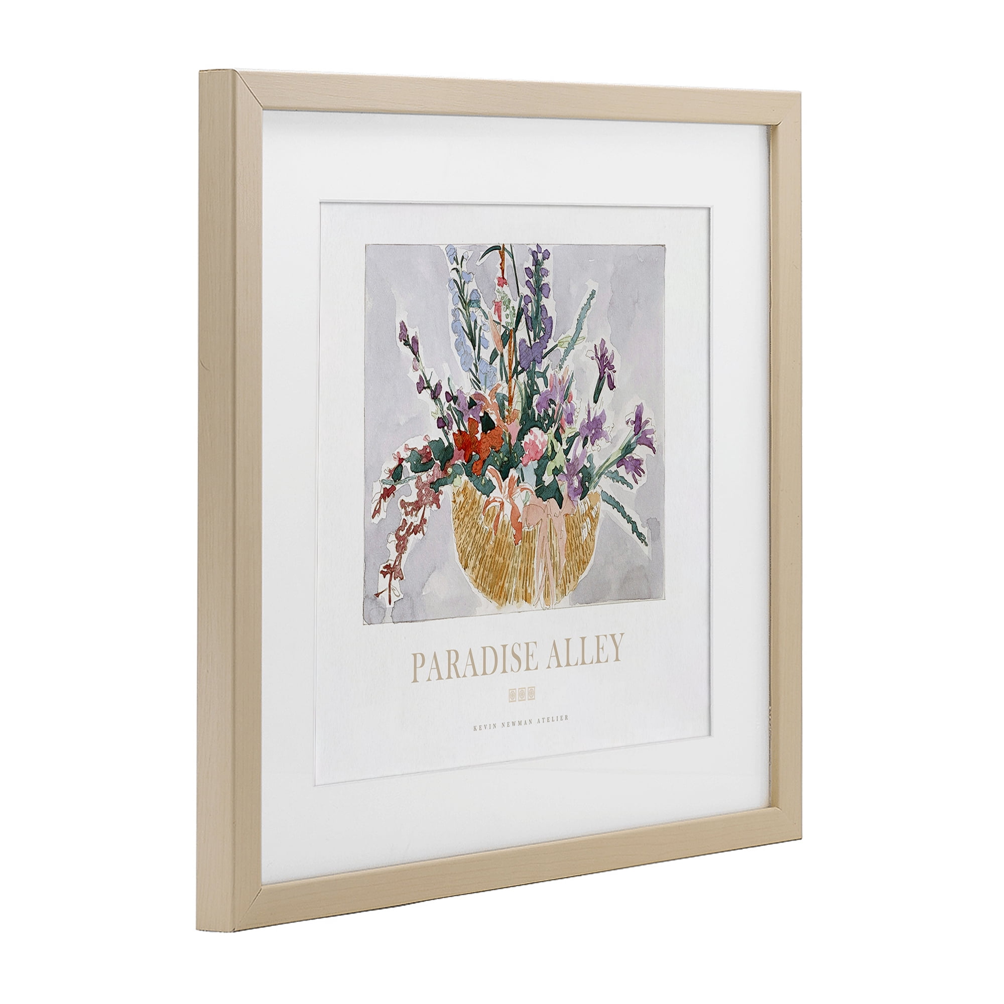 Stupell Industries Paradise Alley Basket of Flowers Birch Framed Print Under Glass, design by Jadei Graphics