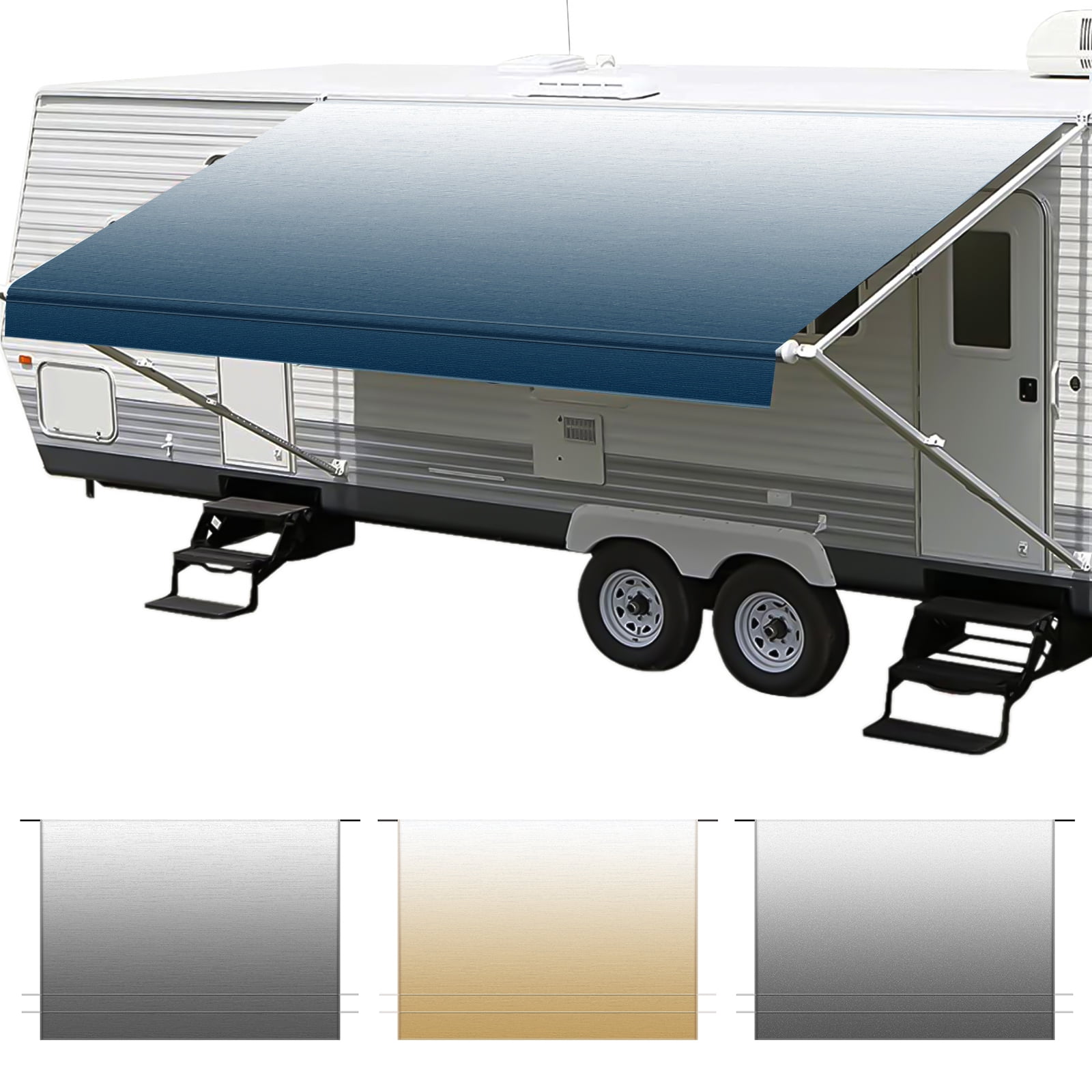 Universal Outdoor Canopy for Camper Fabric 12' 2 and Motorhome Awnings ShadePro Trailer Premium Grade Weatherproof Vinyl RV Awning Fabric Replacement Dune Fade 13'