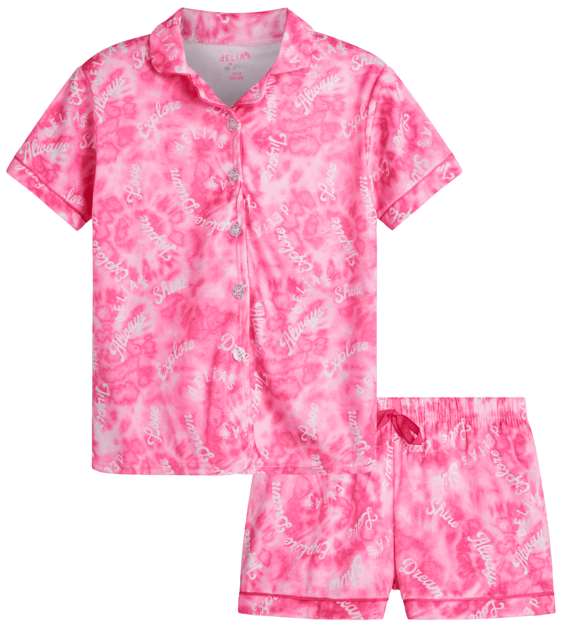 dELiA*s Girls' Pajama Set - 2 Piece Short Sleeve Button Down Sleep ...