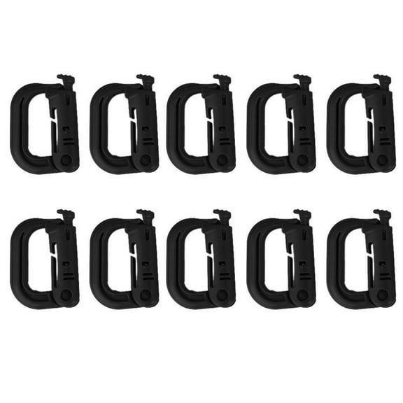 OUNONA 10pcs Multipurpose D-ring Grimloc Locking Belt Buckle with Snap Closure Webbing Tan (Black)