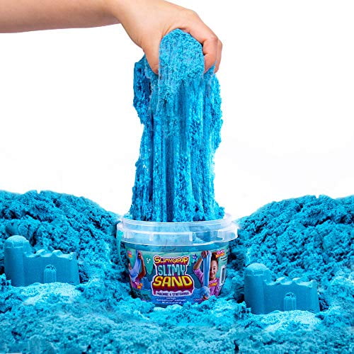 Stretchable Non Stick Expandable Play Sand Neon Pink & Blue Cotton Candy Scented A Sensory Activity Slimy Play Sand in Reusable Bucket 1.5lbs of Moldable SLIMYSAND by Horizon Group USA 