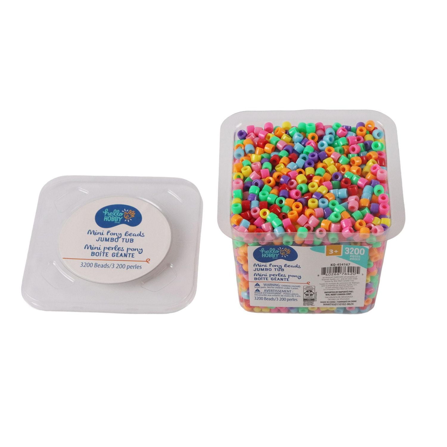 Hello Hobby Mini Pony Beads Tub for Kids Craft, Mini Pony Beads Tub