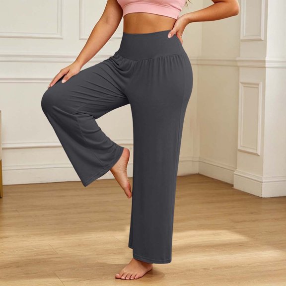 Costeam Womens High Waisted Wide Leg Yoga Pants Buttery Soft Modal Four Way Stretch Fabric Non Rolling Elastic Waist Loose Fit Breathable Casual Lounge Workout Palazzo Trousers