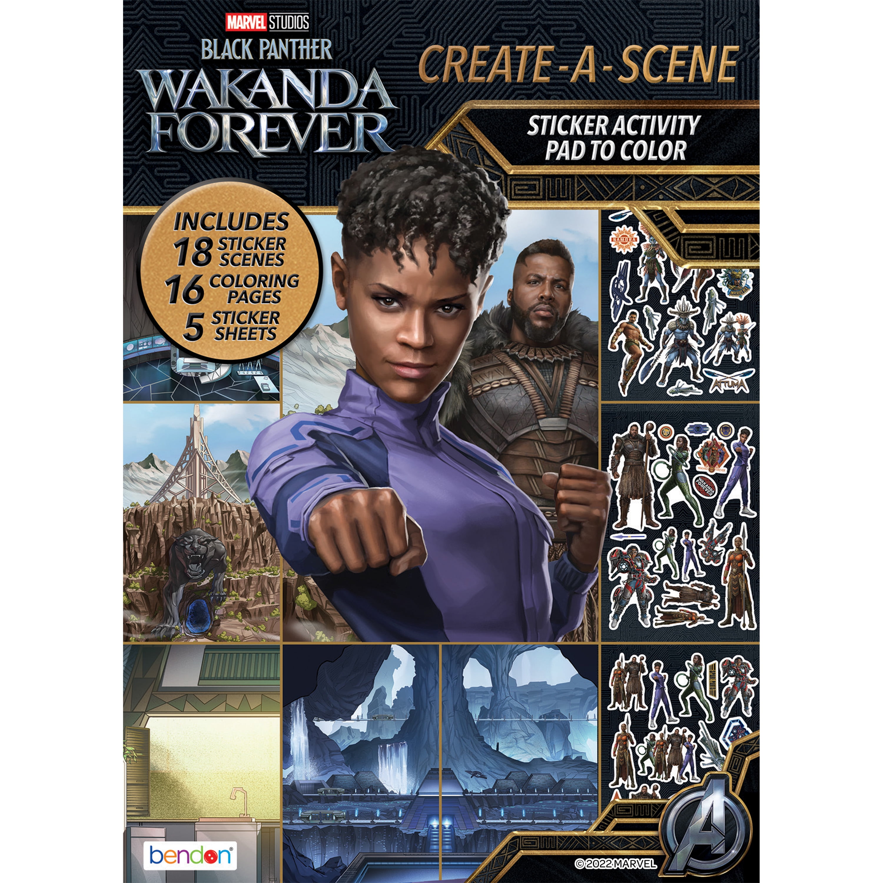 Marvel Black Panther Create A Scene Sticker Activity Book, 32 Pages, 6 Sticker Sheets, Paperback