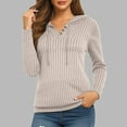 thumbnail image 2 of Oversized Hoodies Sweaters for Women Solid Long Sleeve Ribbed Knit Shirts Kangaroo Pocket Pullover Tops, 2 of 5