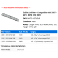 thumbnail image 2 of Cabin Air Filter - Compatible with 2007 - 2013 BMW 328i RWD 2008 2009 2010 2011 2012, 2 of 2