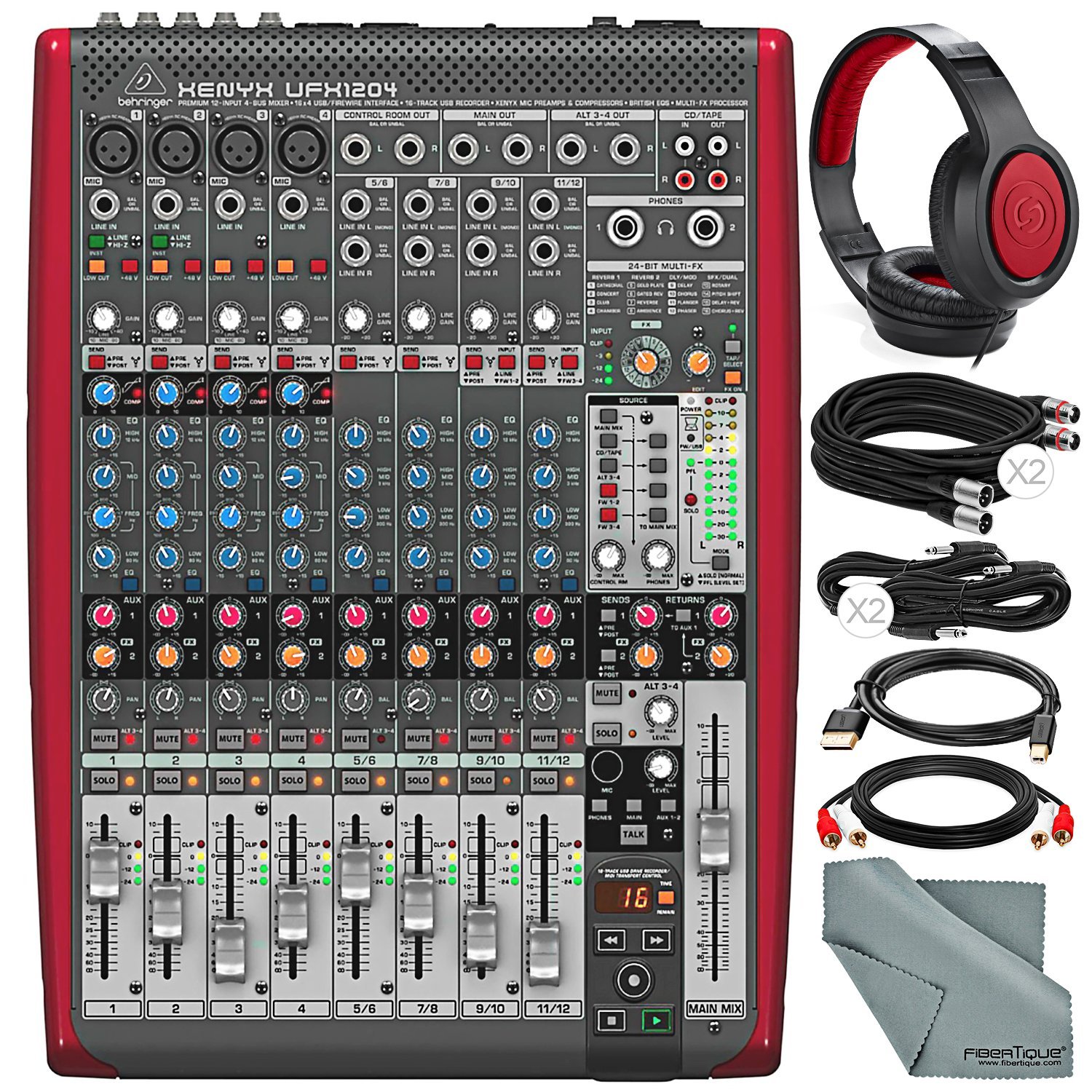 Behringer XENYX UFX1204 Premium 12Input 4Bus Mixer with Samson