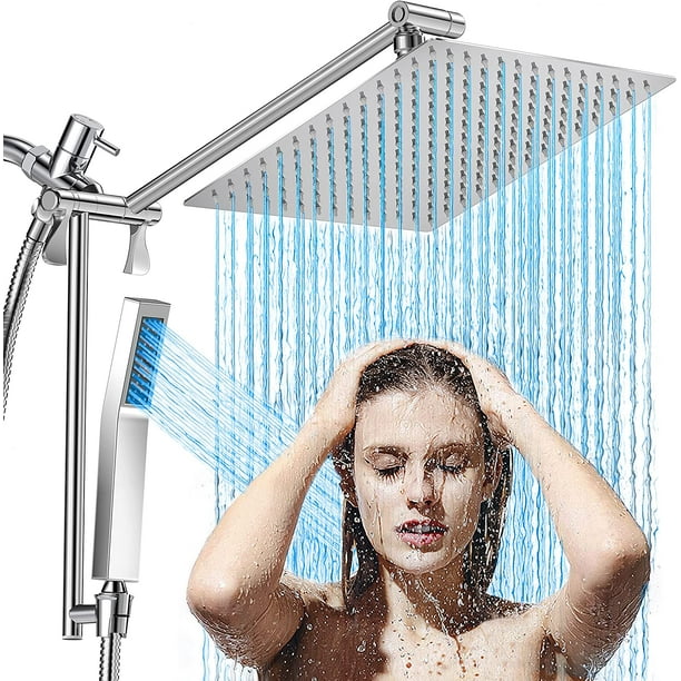 Shower Head with Handheld, YIGOU 8'' All Metal Rain Shower Head High