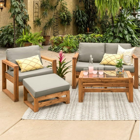 Hudson Open Side 4 Piece Outdoor Patio Chat Set