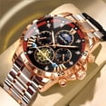 thumbnail image 3 of Reloj de Cuarzo Cronógrafo para Hombre, Correa de Acero Bicolor con Fase Lunar Impermeable de 30 M, 3 of 6