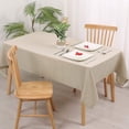 thumbnail image 4 of Hiasan Faux Linen Rectangle Tablecloth - 54 x 80 Inch Beige Wrinkle and Stain Resistant Washable Table Cloth for Kitchen Dining Room Holiday Table Cover for Party Dinner, 4 of 9