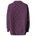 thumbnail image 4 of DuoJiaJ Sweaters for Women Winter Pullover Crewneck Cable Knit Oversized Tops Long Sleeve Loose Outwear Cozy Sweater Purple XL, 4 of 4