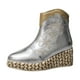 thumbnail image 1 of NECHOLOGY Botas Mujer Zapatos Botines para mujer Botas De Tobillo con Cremallera Occidental Vintage De Tamaño para Mujer Zapatos Sólidos con Punta Redonda y Tacón Corto con Cuña (Silver, 7.5), 1 of 7