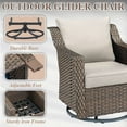 thumbnail image 5 of PARKWELL Outdoor Patio Swivel Glider Chair Set of 2,All-Weather Rattan Swivel Rocking Lounge Chair with Removable Beige Cushions for Porch Balcony Backyard,Brown Wicker, 5 of 10