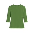 thumbnail image 3 of Women Seamless ThreeQuater Sleeve Round Neck Cable Design Material Blouse Top Stretch Tee Shirts, 3 of 4
