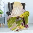 thumbnail image 4 of Winery Soft Flannel Fleece Blanket, Wine Cheese Bread with Mountain Landscape in French Rurals Pastoral Scenery, Cozy Plush for Indoor and Outdoor Use, 50" x 70", Green Purple Cream, by Ambesonne, 4 of 5