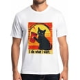 thumbnail image 1 of Cute Black Cat Mens T-Shirts,Short Sleeve T Shirts for Men Crew Neck Tee I Do What I Want Words Men's T-Shirts, 1 of 8