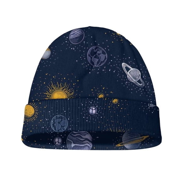 Psesaysky Trendy Kids Beanie Galaxy Space Print Warm Knit Beanie Hats Boys Girls Winter Hat Soft Slouchy Hats for Kids