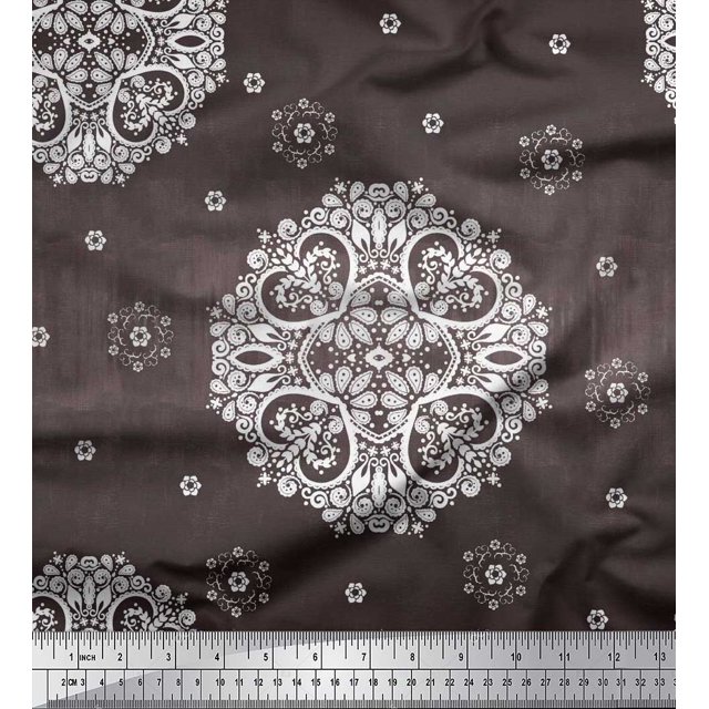 Soimoi Poly Georgette Fabric Mandala Decorative Print Fabric by the Yard 52 Inch Wide