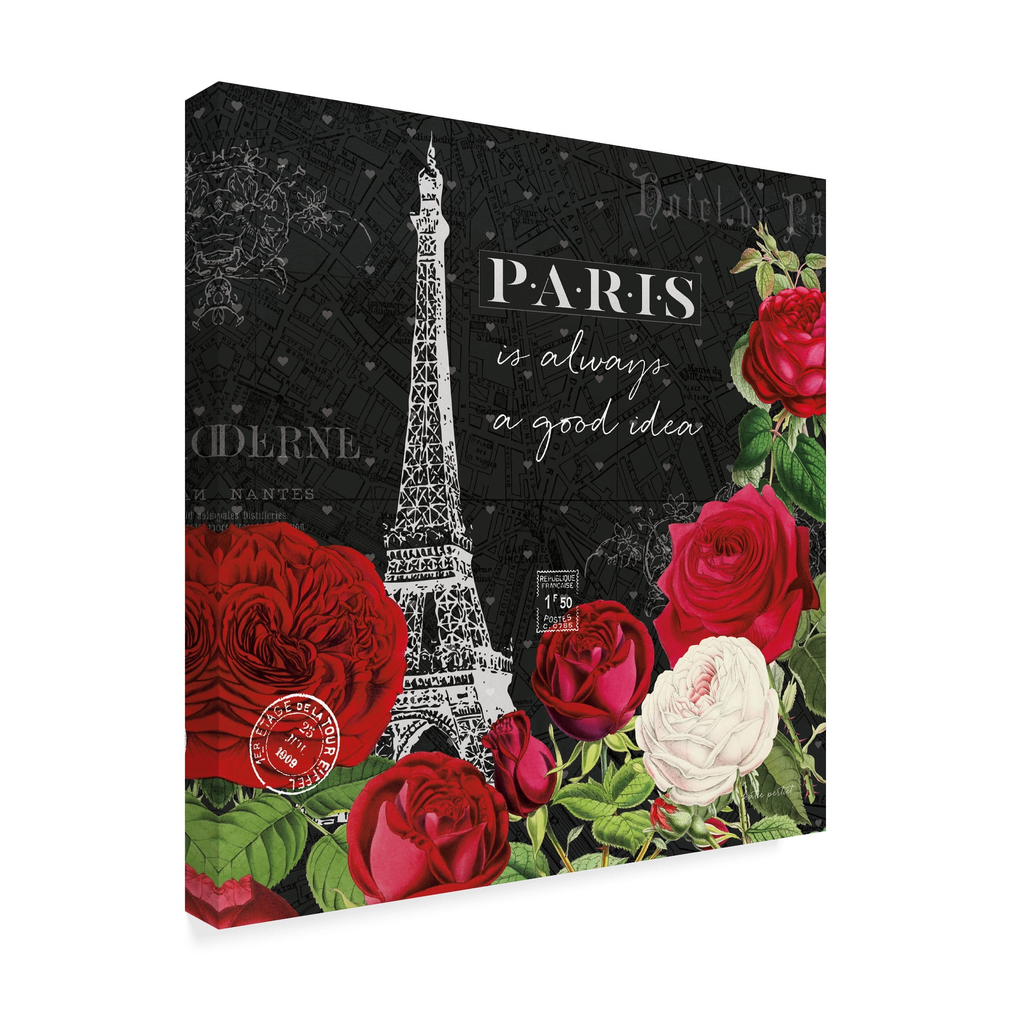 Trademark Fine Art Cityscape Canvas Art ' Rouge Paris Ii Black ' by Katie Pertiet