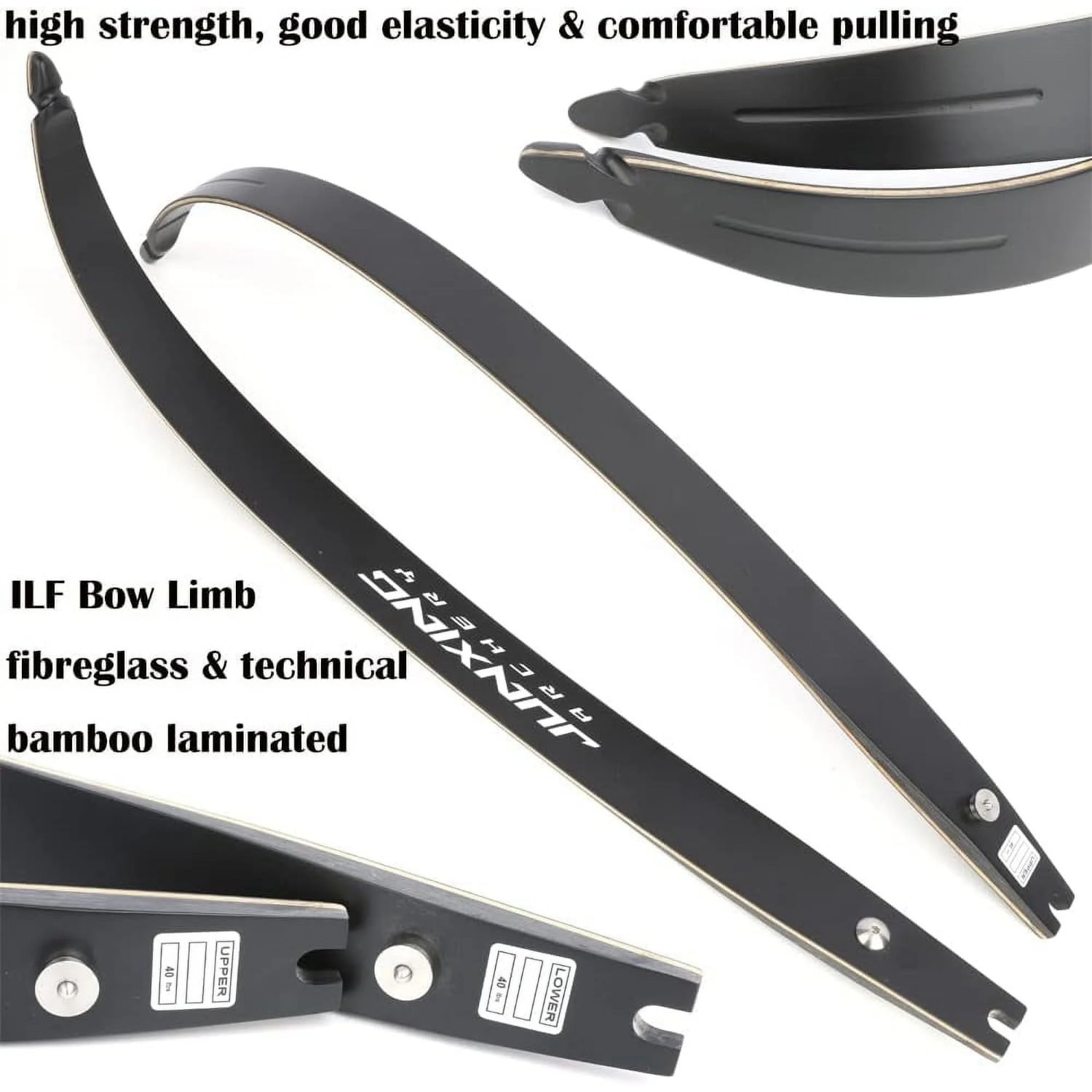 66 inch ILF Recurve Bow Aluminum Takedown Riser Draw Weight 20 -40 Lbs Right Hand Longbow Shooting Archery Kit for Outdoor Target Hunting Practice F167 （black-24lbs）