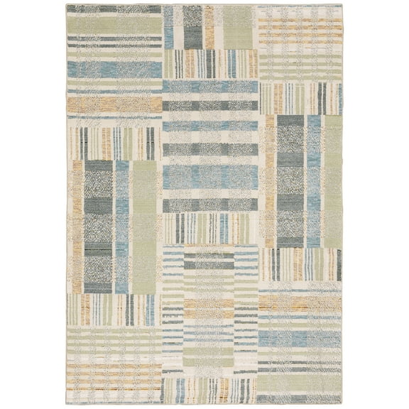 Moretti Hadron Area Rug 752 Casual Blue Banded Rows 7' 10" x 10' 10" Rectangle