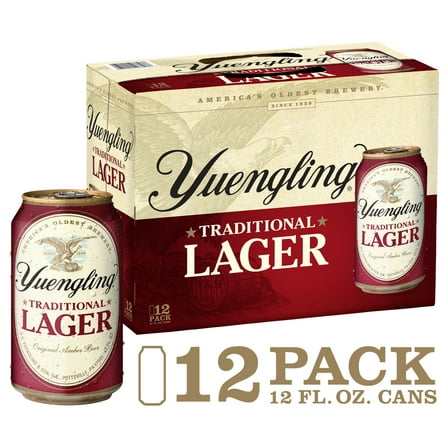 Yuengling Lager Beer, 12 Pack Beer, 12 fl oz Aluminum Cans, 4.5% ABV, Domestic Lager