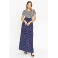 thumbnail image 4 of Eloges Women's Stripe Short Sleeve Contrast Floral Maxi Dress with Pockets, 4 of 7