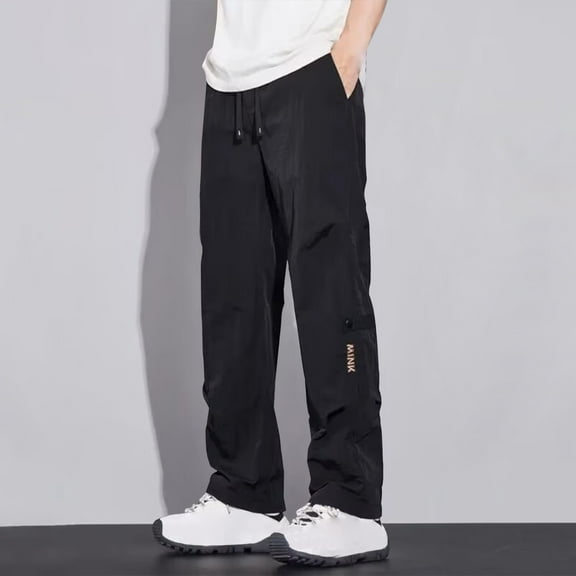 Gamivast Mens Athletic Pants Comfortable Breathable Drawstring Elastic Waist Pants with Pockets Work Baggy Straight Leg Trousers Fall Running Sweatpants