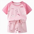 thumbnail image 4 of KPOPLK 2 Piece Boys Summer Clothes Short Sleeve T-Shirt with Cute Print Elastic Waist Shorts Outfits Set 1t 2t 3t 4t 5t 6t 7t 8t(6-9 Months,Pink), 4 of 4