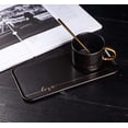 thumbnail image 3 of TJ Gobal Porcelain Coffee Mug, Tea Cup with Saucer and Golden Spoon with Gold Scripted Love and Trim for Espresso, Hot Chocolate, Cappuccino, and Latte, 8 Oz. (Black), 3 of 6