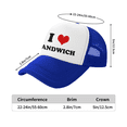 thumbnail image 3 of I Heart Sandwich Love Food Funny Trucker Hat Mesh Cap Unisex Blue, 3 of 5