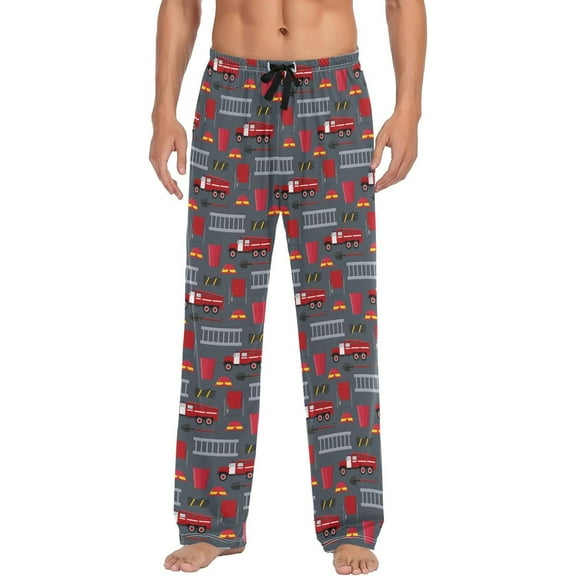 Top-kevin Multi- Fire Truck Pajama Pants for Men PJs Bottoms Sleep Lounge Pants with Pockets