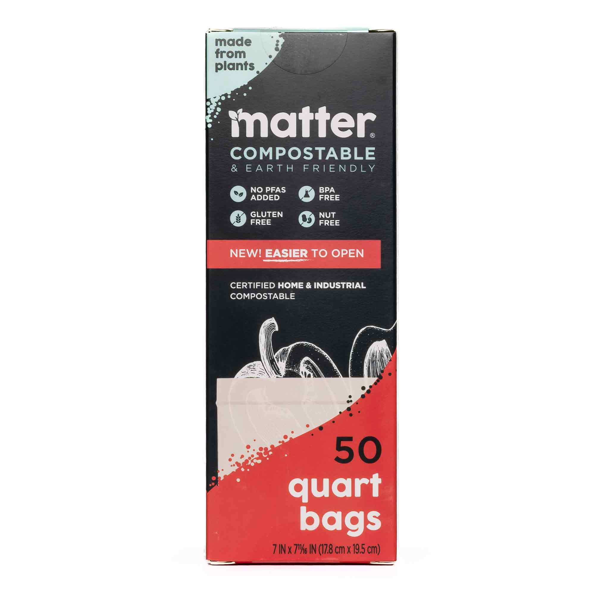 Matter Compostable Quart Food Storage Bags, 50 Count
