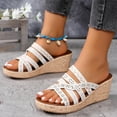 thumbnail image 5 of Women's Sandals Summer Large Size Fish Mouth Thick Soled One-line Slippers Beach Wedge Sandals, 5 of 9