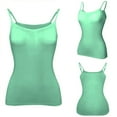 thumbnail image 4 of TQWQT Built In Bra Tank Tops for Women Camisole Adjustable Spaghetti Strap Shelf Bras Yoga Workout Plus Size Padded Undershirts Turquoise S, 4 of 5
